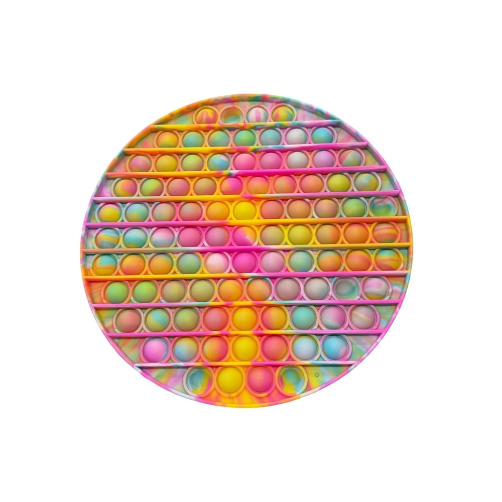 Chuckle and Roar Pop It!‎ XL Sensory Fidget Toy Rainbow Tie Dye 9" Excellent